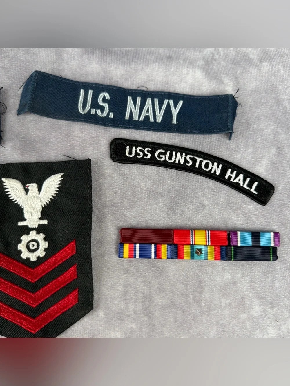 US Navy Insignia Ribbon Patch Lot USS Gunston Hall Petty Officer Vanguard